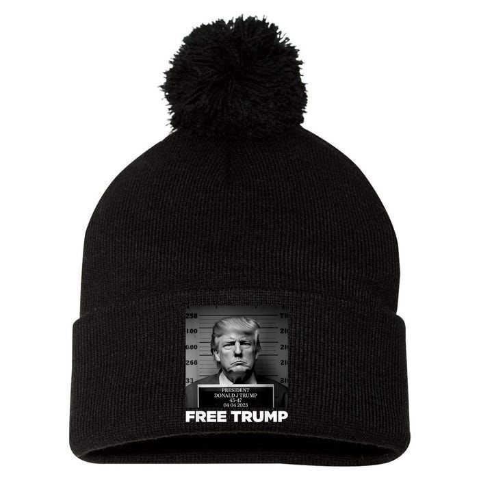 Trump Mugshot 2024 President Legend Trump never surrender Pom Pom 12in Knit Beanie