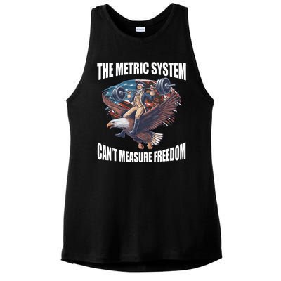 The Metric System Cant Measure Freedom Funny 4th Of July Ladies PosiCharge Tri-Blend Wicking Tank