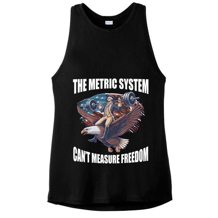 The Metric System Cant Measure Freedom Funny 4th Of July Ladies PosiCharge Tri-Blend Wicking Tank