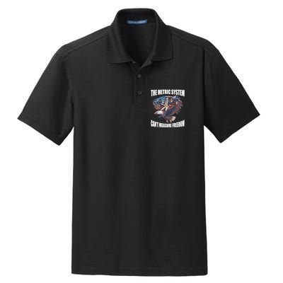 The Metric System Cant Measure Freedom Funny 4th Of July Dry Zone Grid Polo