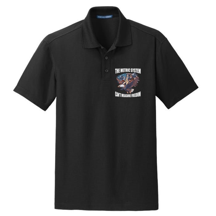 The Metric System Cant Measure Freedom Funny 4th Of July Dry Zone Grid Polo