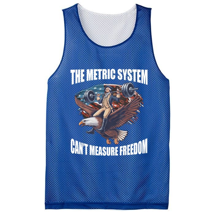 The Metric System Cant Measure Freedom Funny 4th Of July Mesh Reversible Basketball Jersey Tank