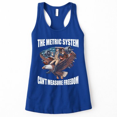 The Metric System Cant Measure Freedom Funny 4th Of July Womens Tank Top