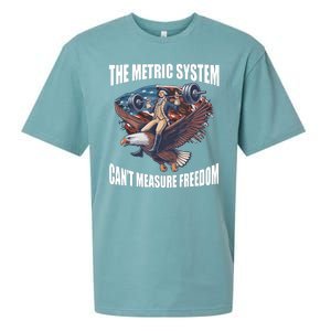 The Metric System Cant Measure Freedom Funny 4th Of July Sueded Cloud Jersey T-Shirt