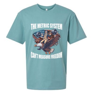 The Metric System Cant Measure Freedom Funny 4th Of July Sueded Cloud Jersey T-Shirt