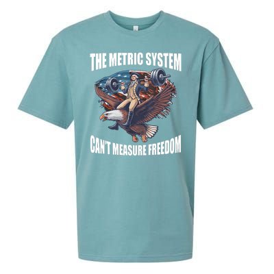 The Metric System Cant Measure Freedom Funny 4th Of July Sueded Cloud Jersey T-Shirt