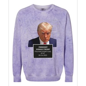 Trump Mug Shot 2023 Funny President Donald J Trump Colorblast Crewneck Sweatshirt