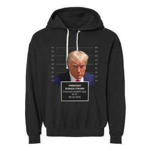 Trump Mug Shot 2023 Funny President Donald J Trump Garment-Dyed Fleece Hoodie