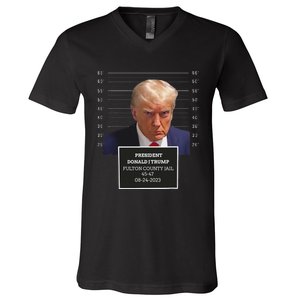 Trump Mug Shot 2023 Funny President Donald J Trump V-Neck T-Shirt