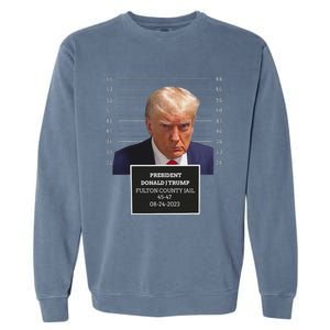 Trump Mug Shot 2023 Funny President Donald J Trump Garment-Dyed Sweatshirt