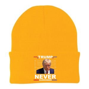 Trump Mug Shot Never Surrender Trump 2024 Pro Trump Knit Cap Winter Beanie