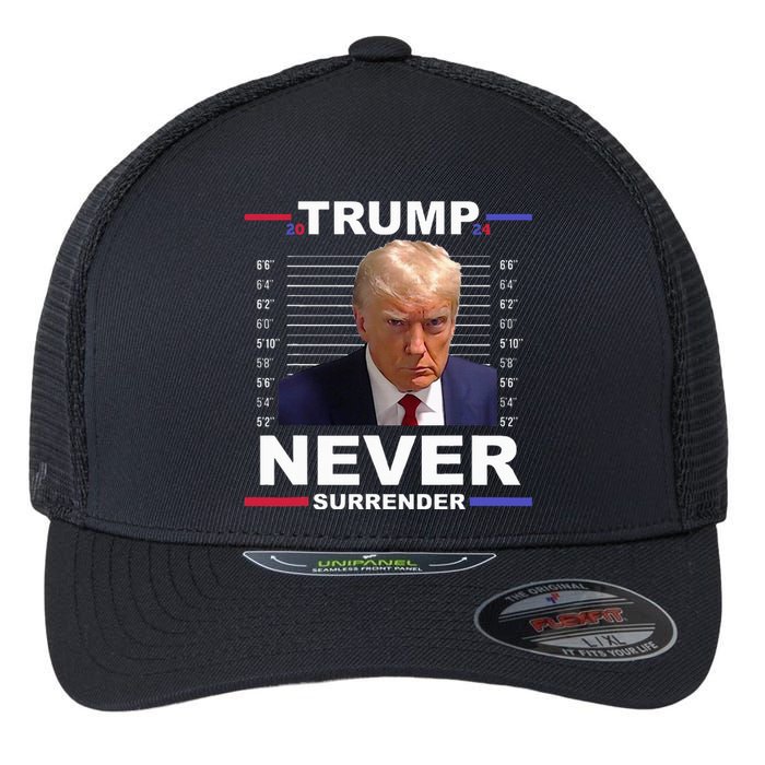 Trump Mug Shot Never Surrender Trump 2024 Pro Trump Flexfit Unipanel Trucker Cap