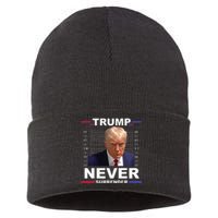 Trump Mug Shot Never Surrender Trump 2024 Pro Trump Sustainable Knit Beanie