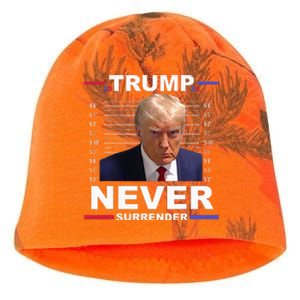 Trump Mug Shot Never Surrender Trump 2024 Pro Trump Kati - Camo Knit Beanie