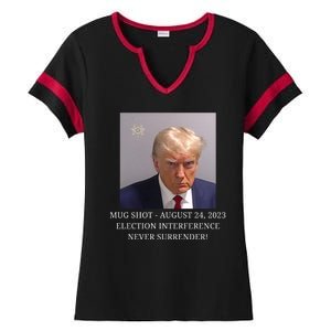 Trump Mug Shot Donald J Trump Mugshot Ladies Halftime Notch Neck Tee