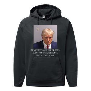 Trump Mug Shot Donald J Trump Mugshot Performance Fleece Hoodie