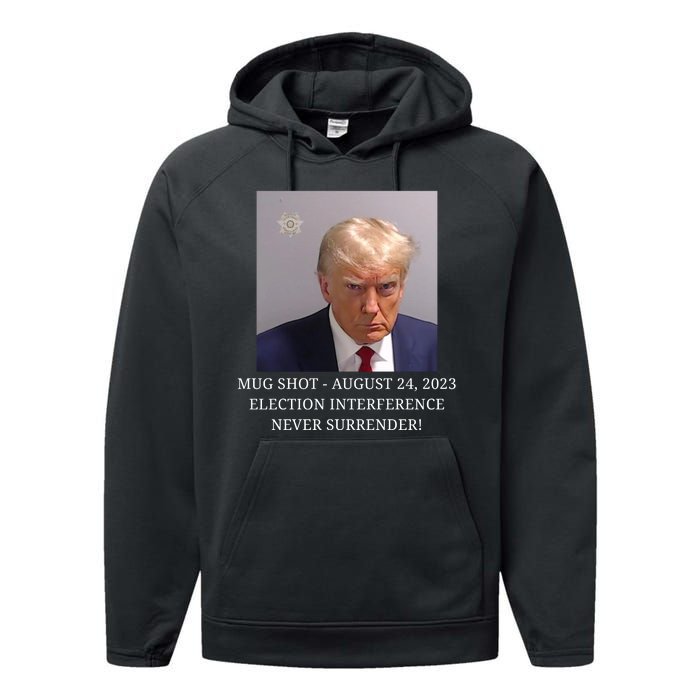 Trump Mug Shot Donald J Trump Mugshot Performance Fleece Hoodie