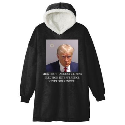 Trump Mug Shot Donald J Trump Mugshot Hooded Wearable Blanket