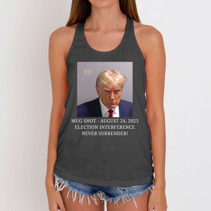 Trump Mug Shot Donald J Trump Mugshot Women's Knotted Racerback Tank