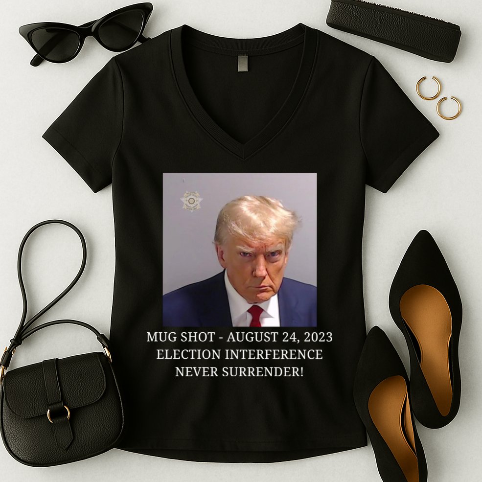 Trump Mug Shot Donald J Trump Mugshot Women's V-Neck T-Shirt