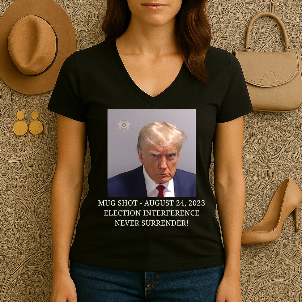 Trump Mug Shot Donald J Trump Mugshot Women's V-Neck T-Shirt