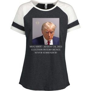 Trump Mug Shot Donald J Trump Mugshot Enza Ladies Jersey Colorblock Tee