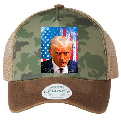 Trump Mug Shot Patriotic Jumbo Size Legacy Tie Dye Trucker Hat