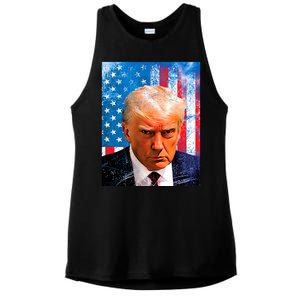 Trump Mug Shot Patriotic Jumbo Size Ladies PosiCharge Tri-Blend Wicking Tank