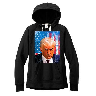 Trump Mug Shot Patriotic Jumbo Size Women's Fleece Hoodie