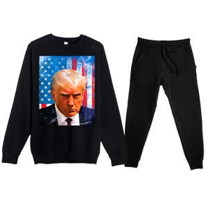 Trump Mug Shot Patriotic Jumbo Size Premium Crewneck Sweatsuit Set