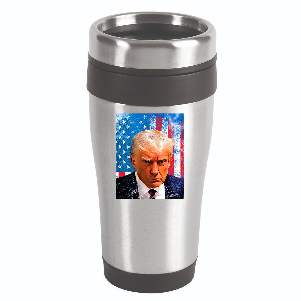 Trump Mug Shot Patriotic Jumbo Size 16oz Travel Tumbler