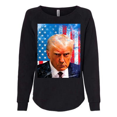 Trump Mug Shot Patriotic Jumbo Size Womens California Wash Sweatshirt