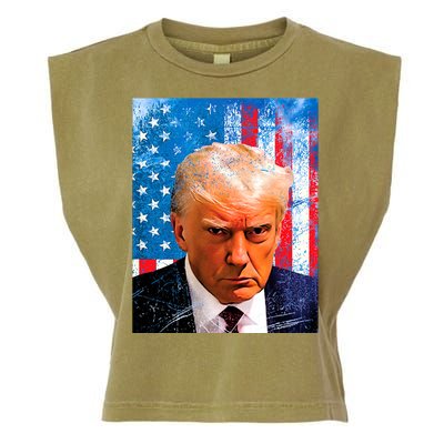 Trump Mug Shot Patriotic Jumbo Size Garment-Dyed Women's Muscle Tee