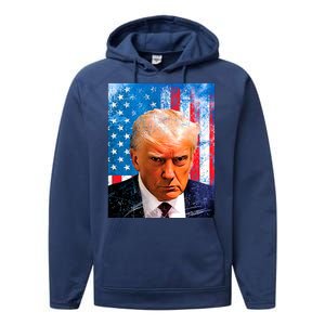 Trump Mug Shot Patriotic Jumbo Size Performance Fleece Hoodie