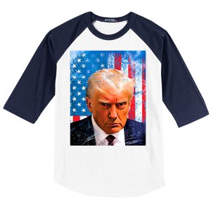 Trump Mug Shot Patriotic Jumbo Size Baseball Sleeve Shirt