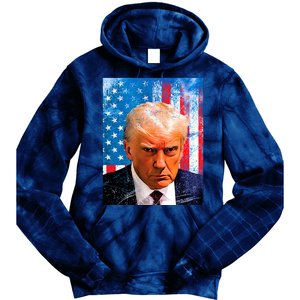 Trump Mug Shot Patriotic Jumbo Size Tie Dye Hoodie