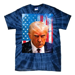 Trump Mug Shot Patriotic Jumbo Size Tie-Dye T-Shirt