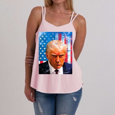 Trump Mug Shot Patriotic Jumbo Size Women's Strappy Tank