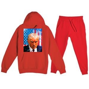 Trump Mug Shot Patriotic Jumbo Size Premium Hooded Sweatsuit Set