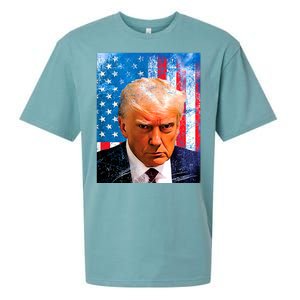 Trump Mug Shot Patriotic Jumbo Size Sueded Cloud Jersey T-Shirt