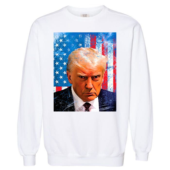 Trump Mug Shot Patriotic Jumbo Size Garment-Dyed Sweatshirt