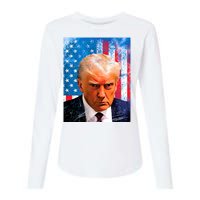 Trump Mug Shot Patriotic Jumbo Size Womens Cotton Relaxed Long Sleeve T-Shirt