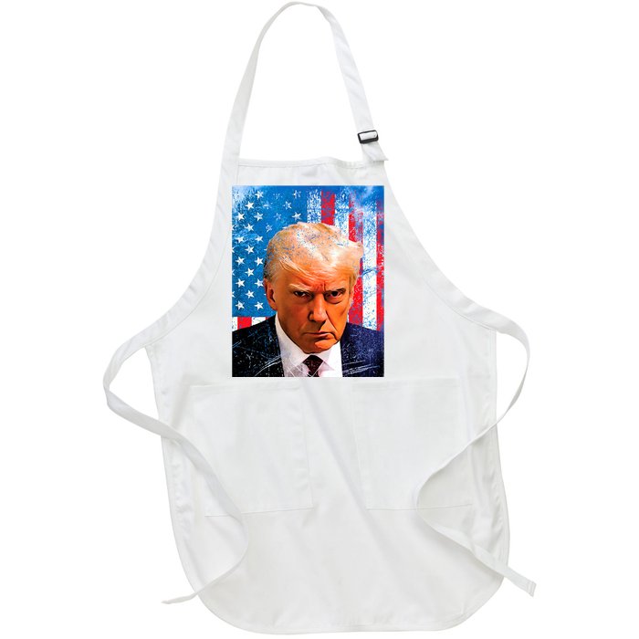 Trump Mug Shot Patriotic Jumbo Size Full-Length Apron With Pockets