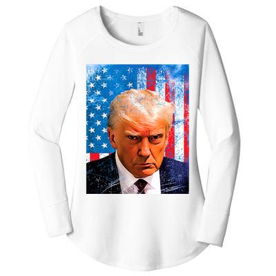 Trump Mug Shot Patriotic Jumbo Size Women's Perfect Tri Tunic Long Sleeve Shirt