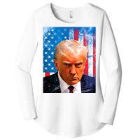 Trump Mug Shot Patriotic Jumbo Size Women's Perfect Tri Tunic Long Sleeve Shirt