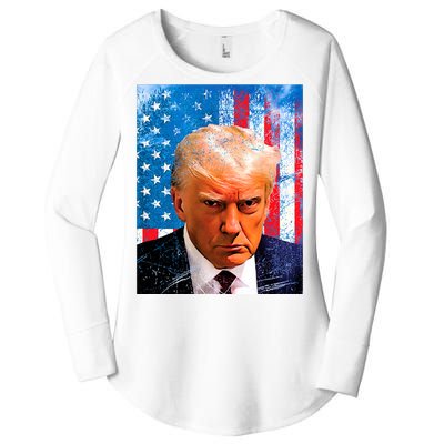 Trump Mug Shot Patriotic Jumbo Size Women's Perfect Tri Tunic Long Sleeve Shirt