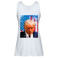 Trump Mug Shot Patriotic Jumbo Size Ladies Essential Flowy Tank