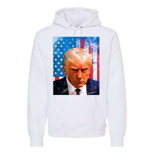 Trump Mug Shot Patriotic Jumbo Size Premium Hoodie