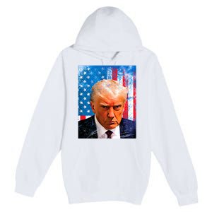 Trump Mug Shot Patriotic Jumbo Size Premium Pullover Hoodie