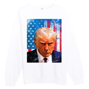 Trump Mug Shot Patriotic Jumbo Size Premium Crewneck Sweatshirt